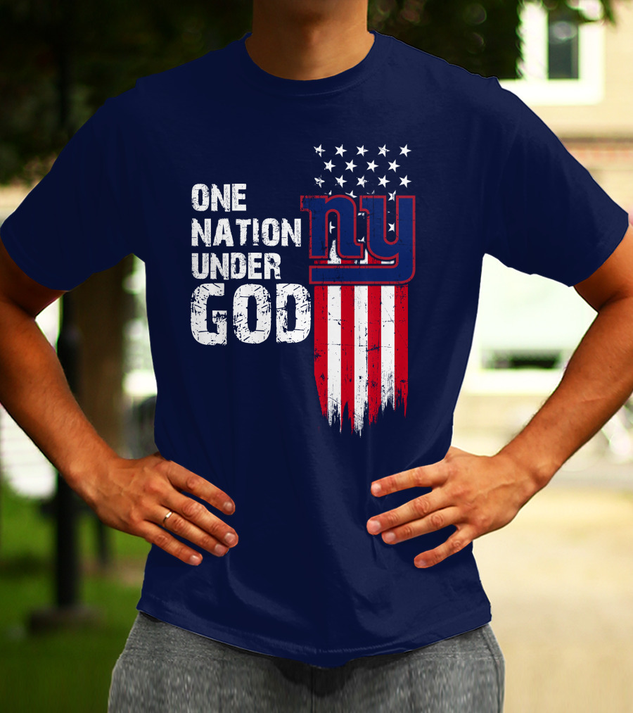 One Nation Under God Ny American Flag Design New York Giants T-Shirt