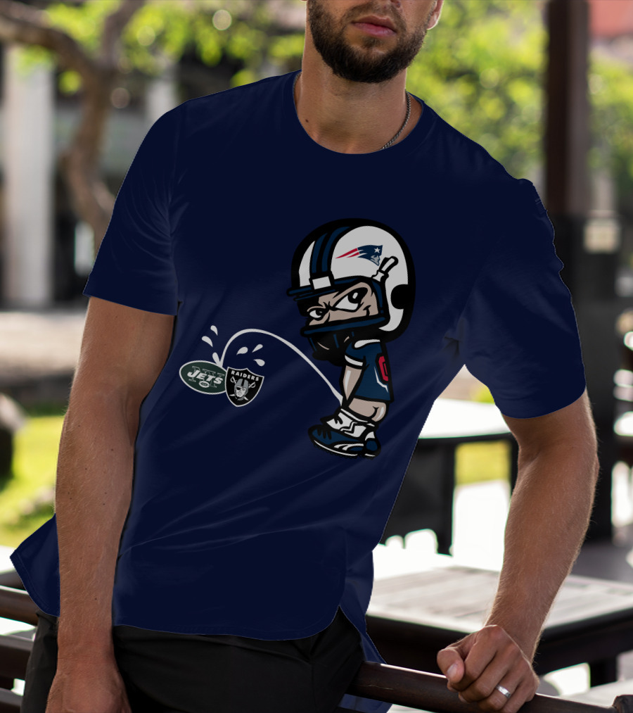 New England Patriots Jets Raiders Rivalry Cartoon T-Shirt