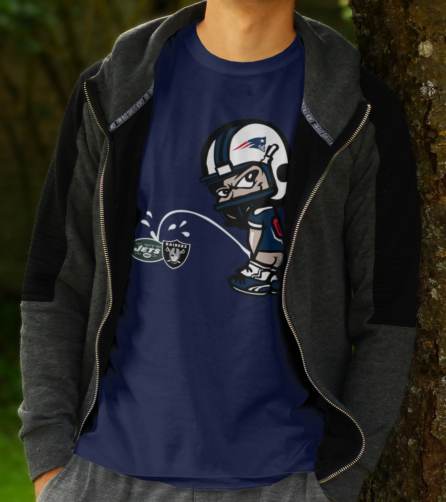 New England Patriots Jets Raiders Rivalry Cartoon T-Shirt
