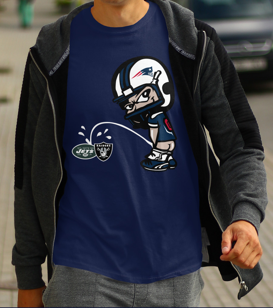 New England Patriots Jets Raiders Rivalry Cartoon T-Shirt