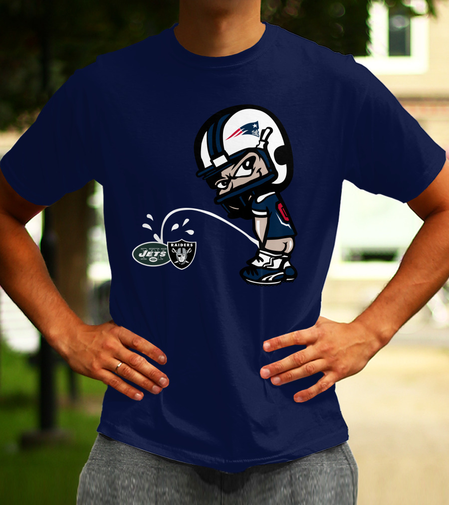 New England Patriots Jets Raiders Rivalry Cartoon T-Shirt