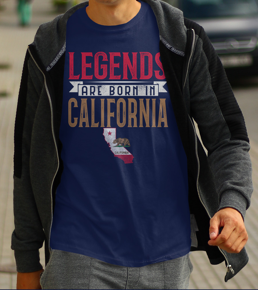 Legends Are Born In California State Flag Bear T-Shirt