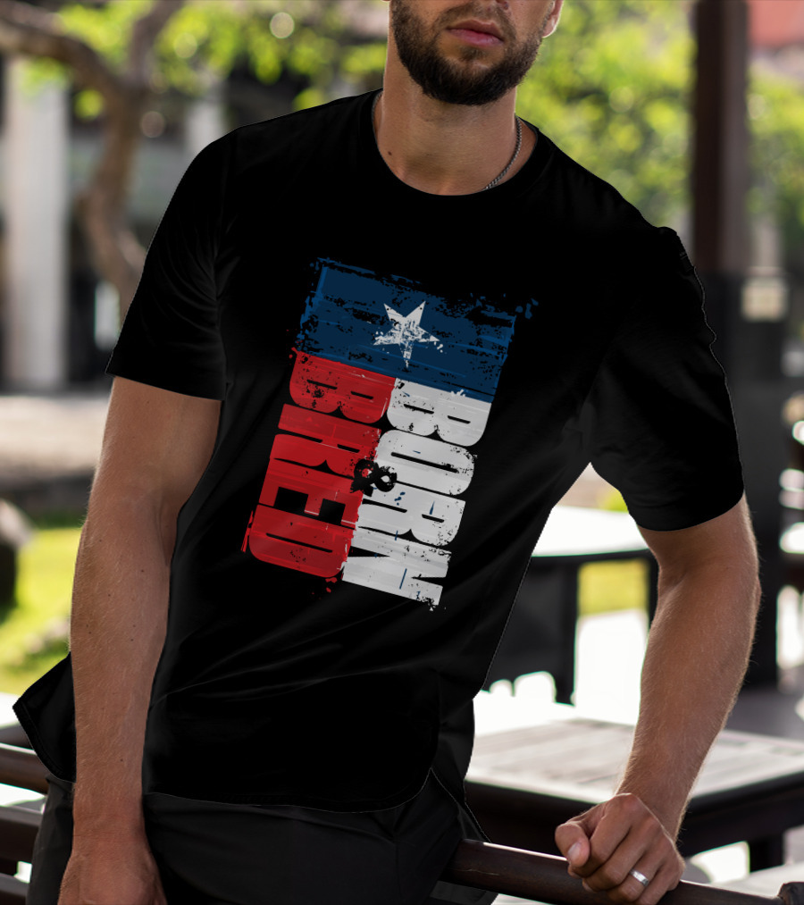 Born & Bred Texas Flag Star Grunge Style T-Shirt