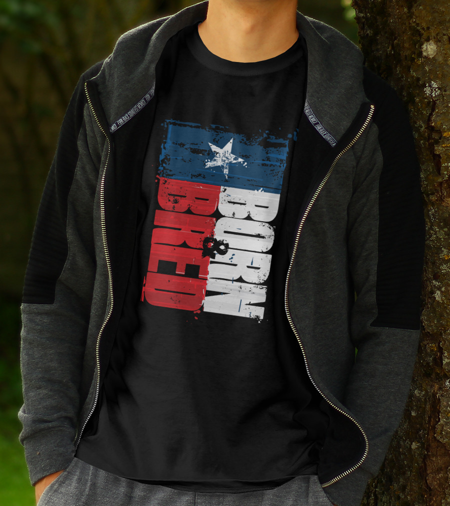 Born & Bred Texas Flag Star Grunge Style T-Shirt