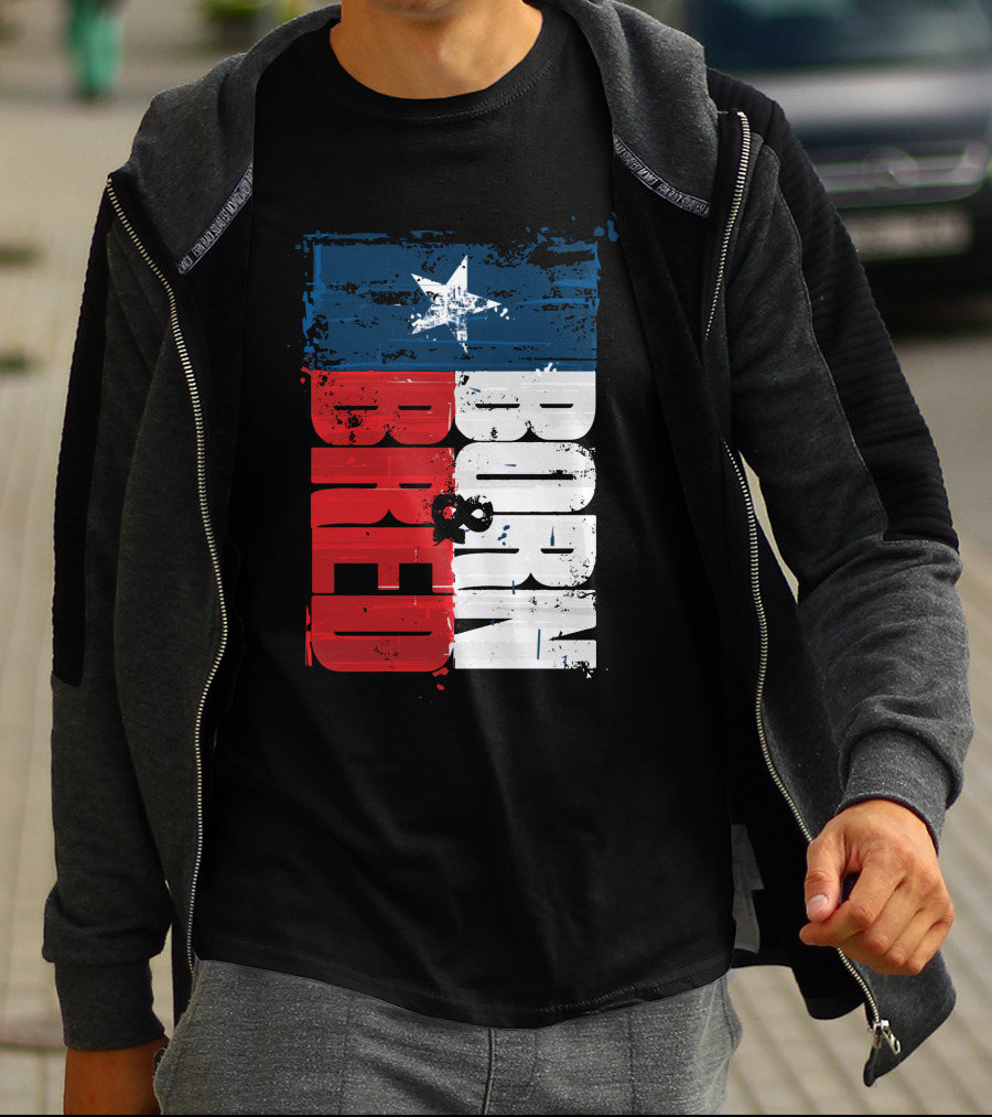 Born & Bred Texas Flag Star Grunge Style T-Shirt