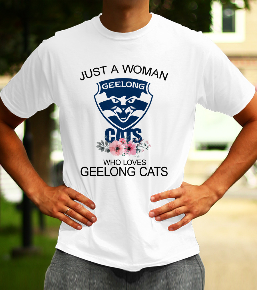 Just A Woman Who Loves Geelong Cats T-Shirt