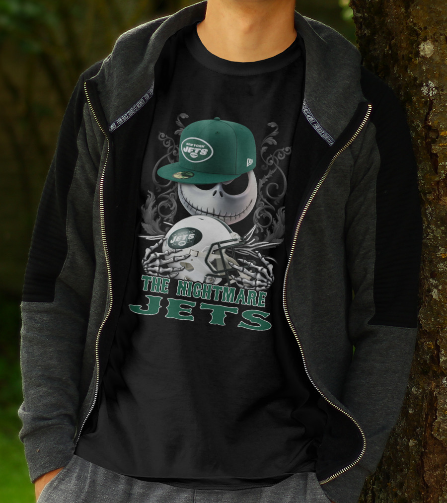 New York Jets The Nightmare Skellington Helmet T-Shirt