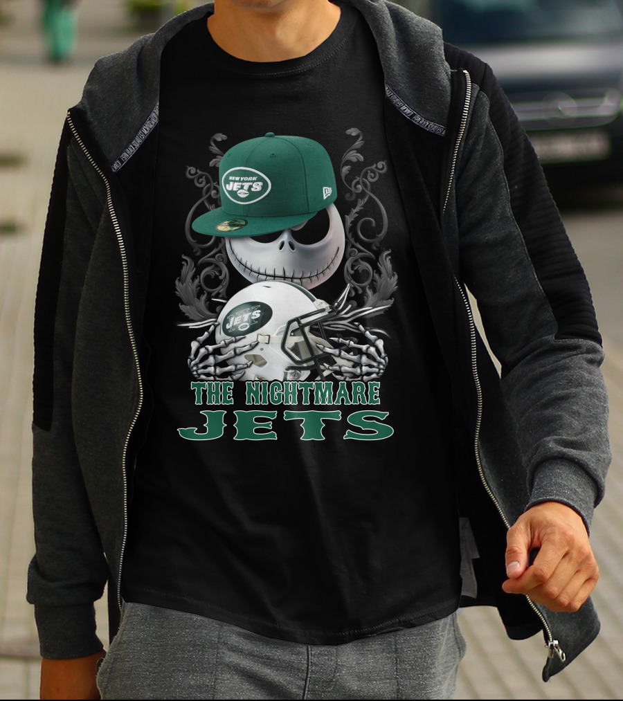 New York Jets The Nightmare Skellington Helmet T-Shirt