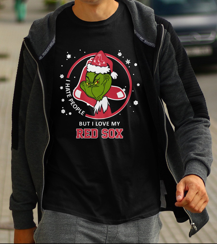 I Hate People But I Love My Boston Red Sox Grinch T-Shirt