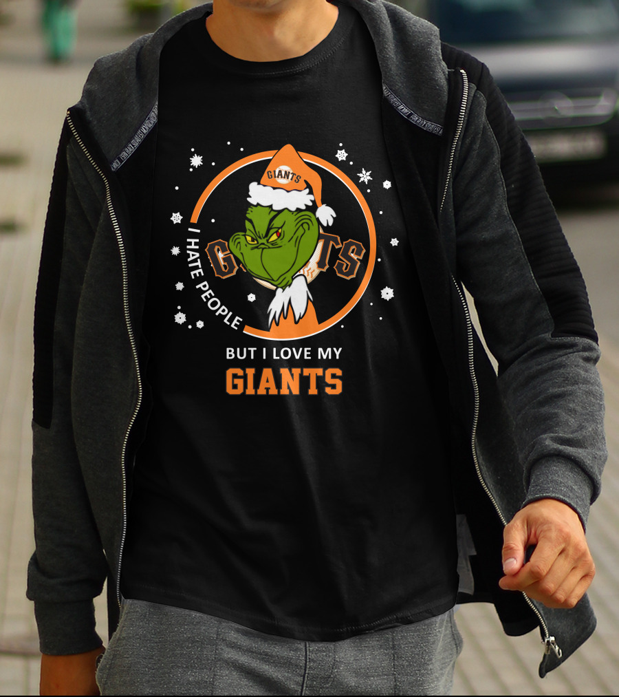 I Hate People But I Love My San Francisco Giants Grinch Holiday T-Shirt