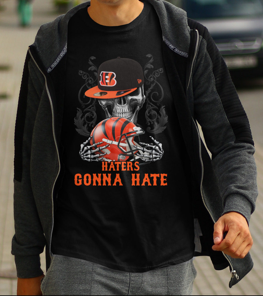 Haters Gonna Hate Cincinnati Bengals Skull Football Helmet T-Shirt