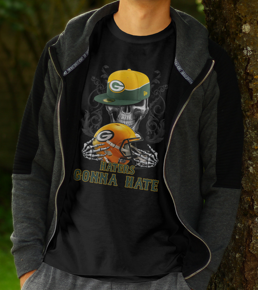 Haters Gonna Hate Green Bay Packers Skull Helmet Cap T-Shirt
