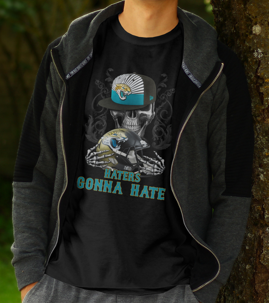 Jacksonville Jaguars Haters Gonna Hate Skull Helmet Cap T-Shirt