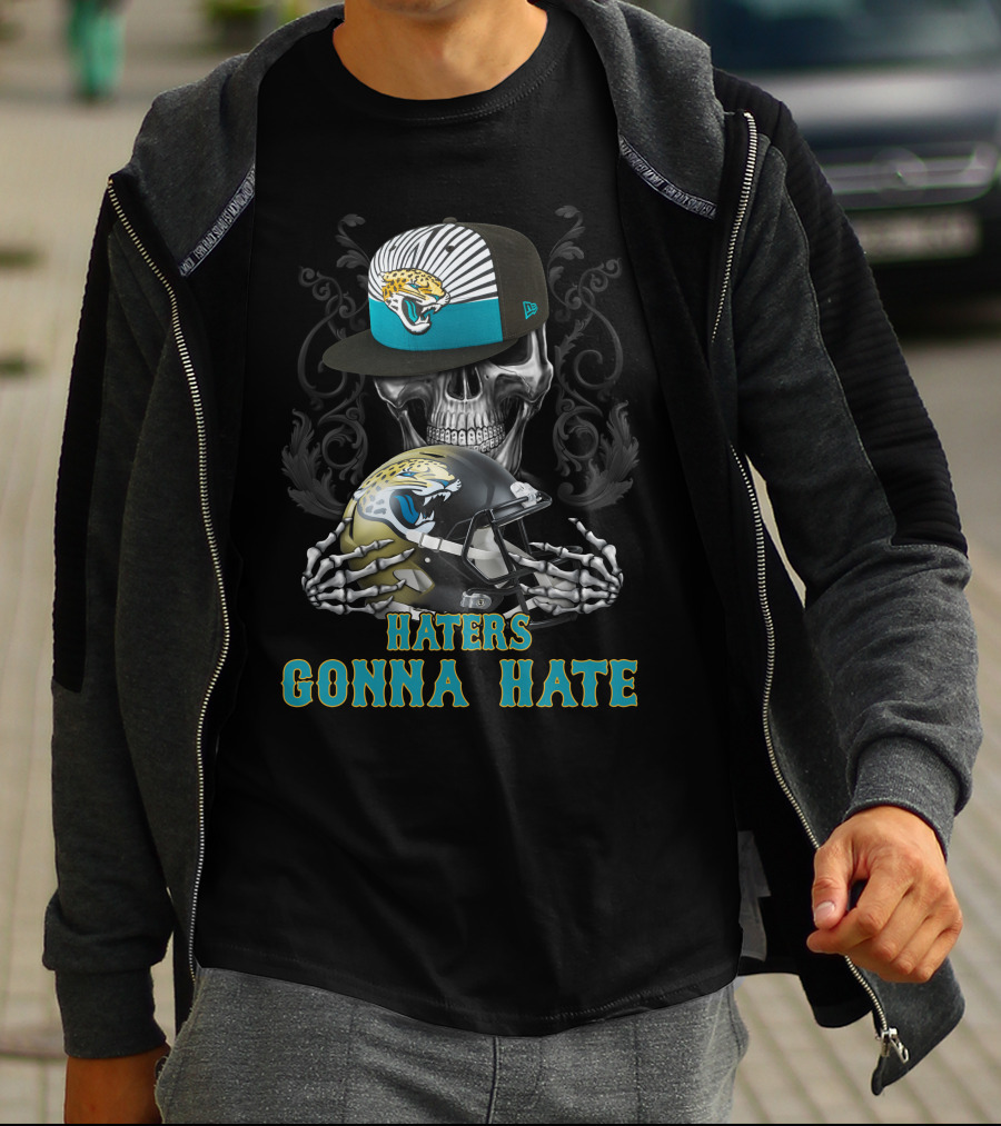 Jacksonville Jaguars Haters Gonna Hate Skull Helmet Cap T-Shirt