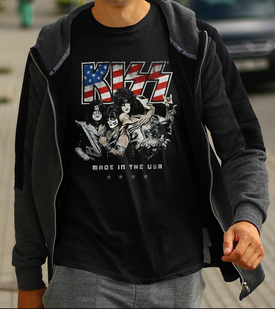 KISS Made In The USA Stars And Stripes Band Members T-Shirt