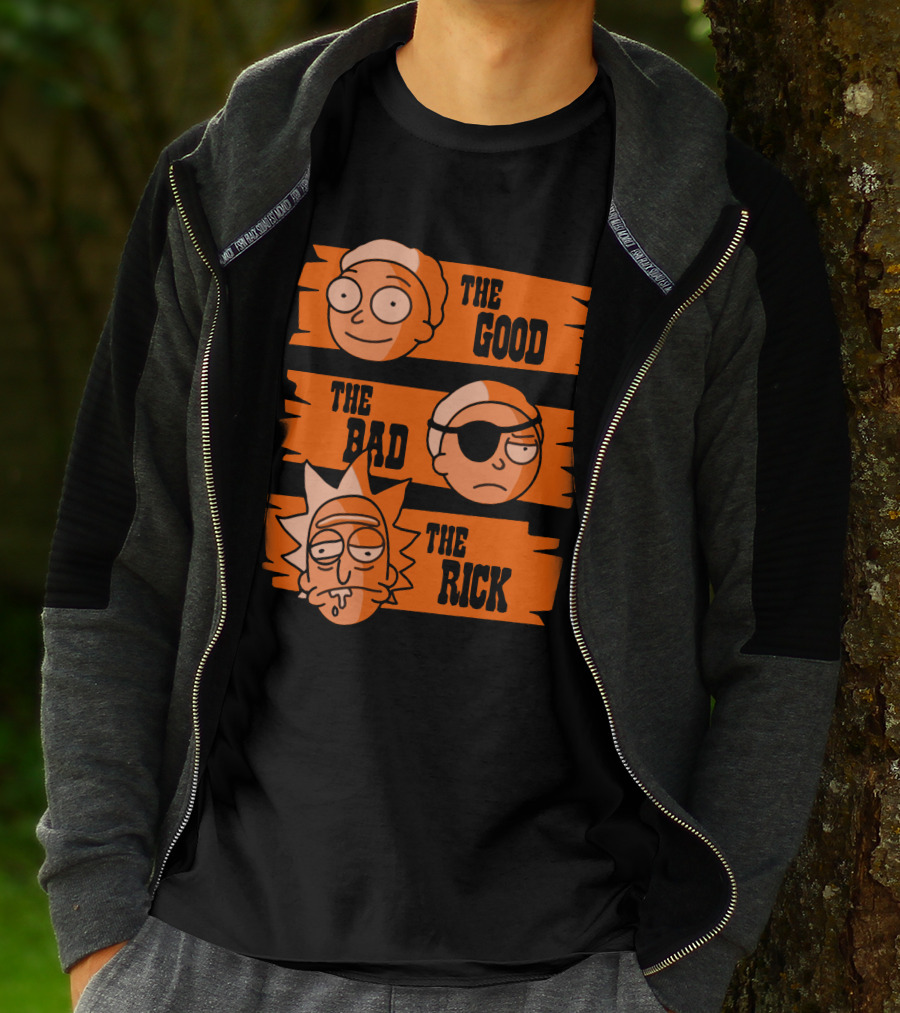 The Good The Bad The Rick Faces Iconic T-Shirt