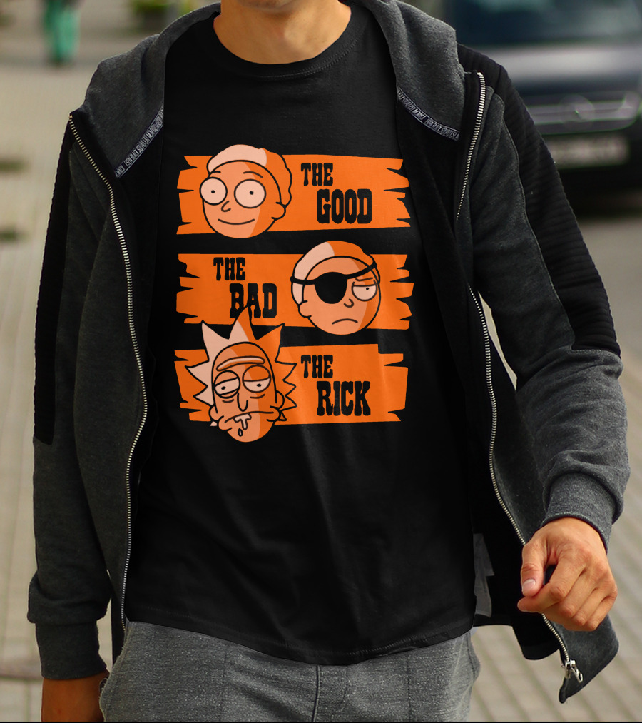 The Good The Bad The Rick Faces Iconic T-Shirt