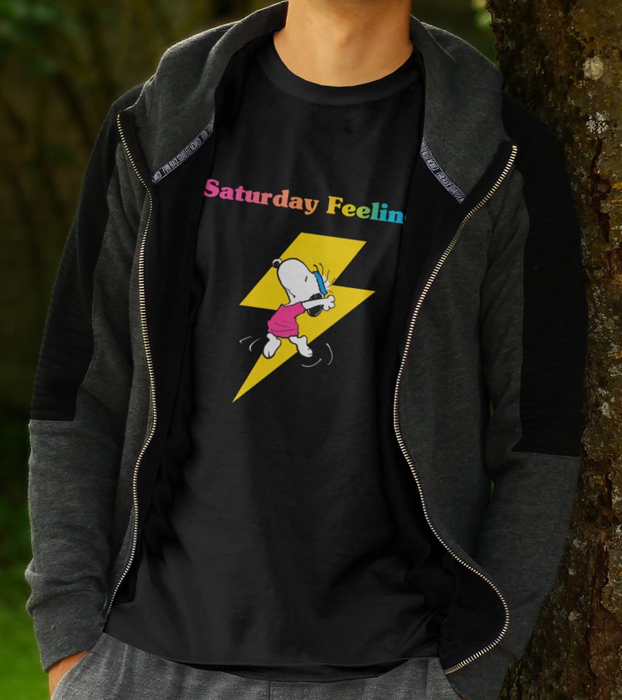 Saturday Feeling Snoopy Dancing Lightning Bolt T-Shirt