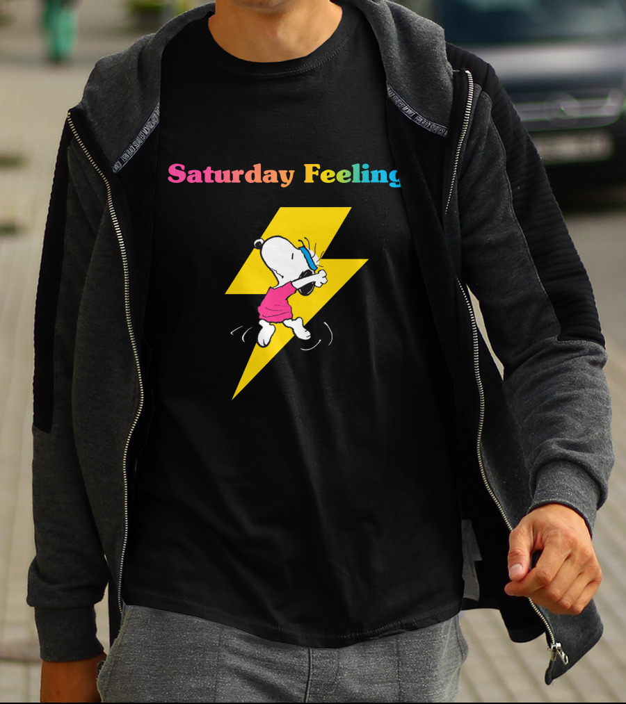 Saturday Feeling Snoopy Dancing Lightning Bolt T-Shirt