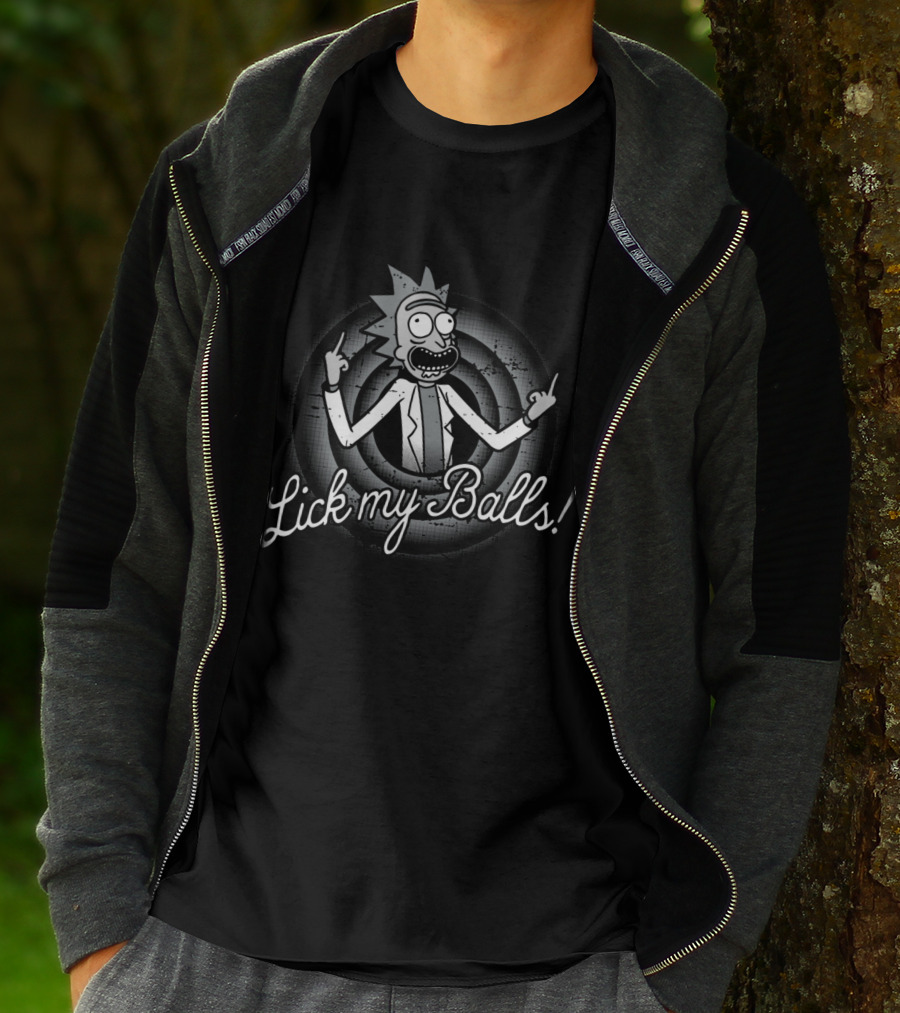Lick My Balls Rick Middle Finger T-Shirt
