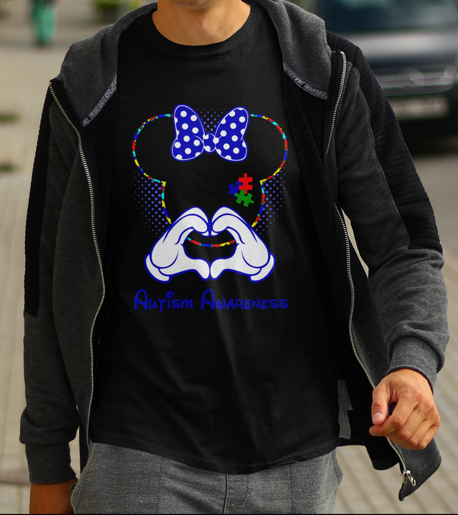 Autism Awareness Minnie Mouse Puzzle Heart Hands T-Shirt