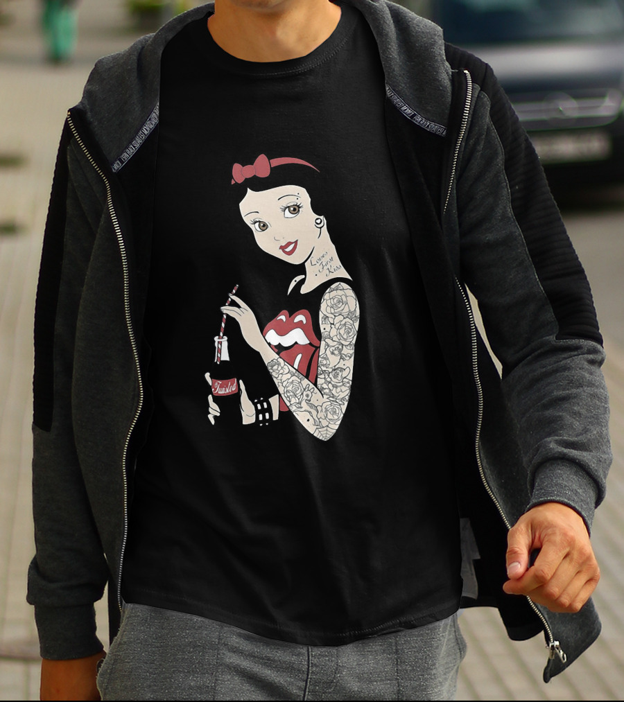 Snow White Tattooed Princess Drinking Coke Rolling Stones T-Shirt