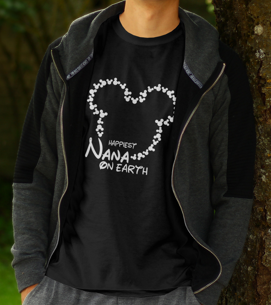 Happiest Nana On Earth Disney Mickey Mouse Ears Heart T-Shirt