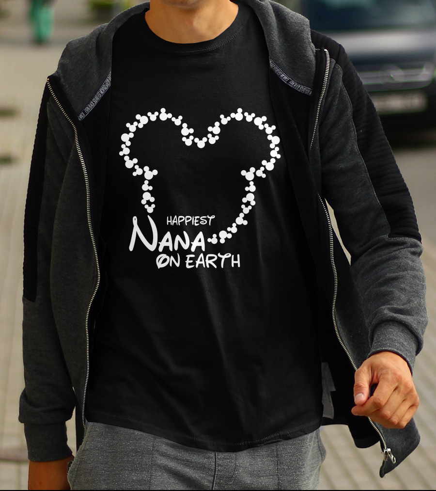 Happiest Nana On Earth Disney Mickey Mouse Ears Heart T-Shirt