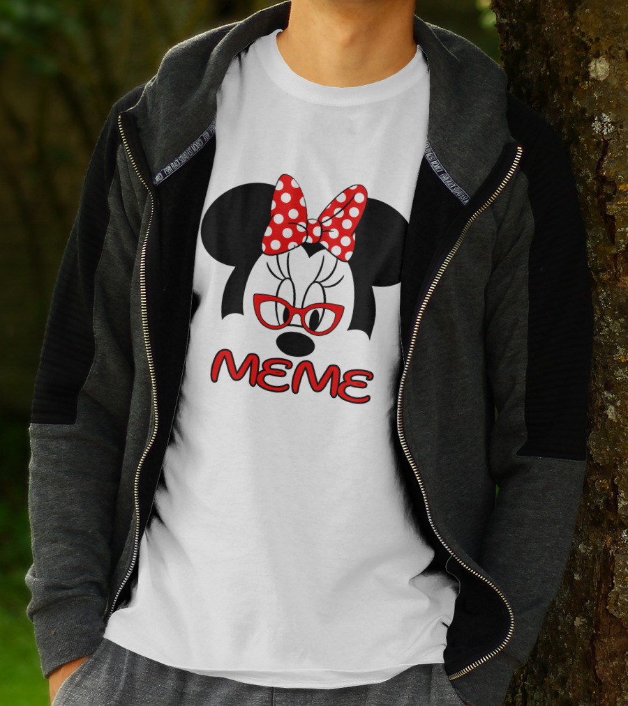 Minnie Meme Red Glasses Bow Dots T-Shirt