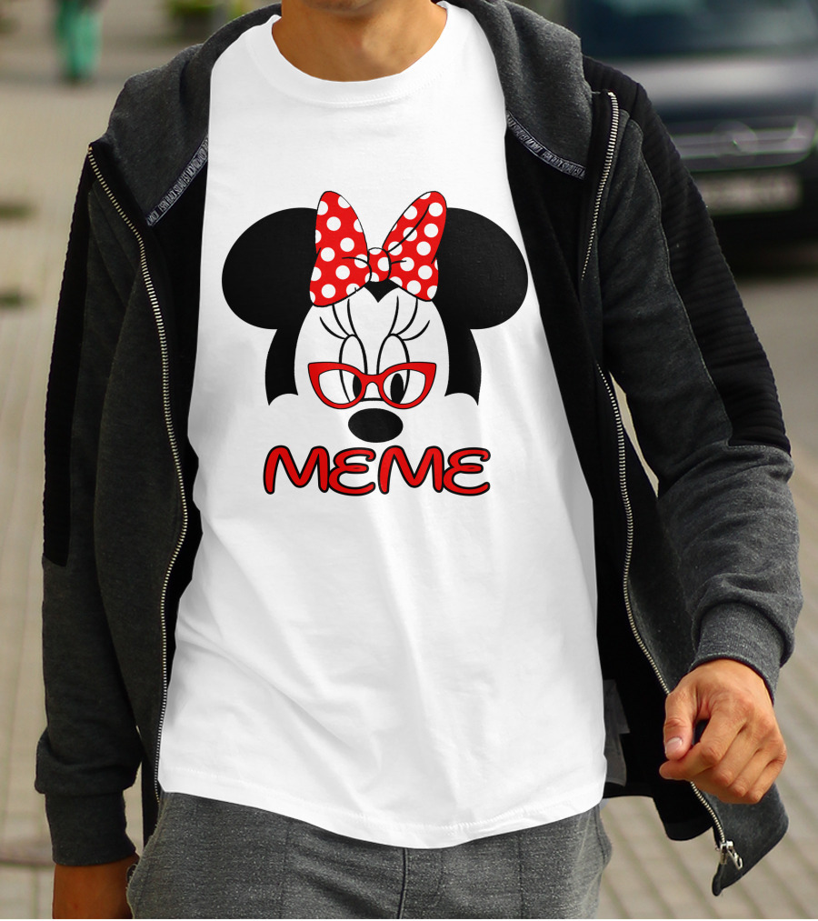 Minnie Meme Red Glasses Bow Dots T-Shirt