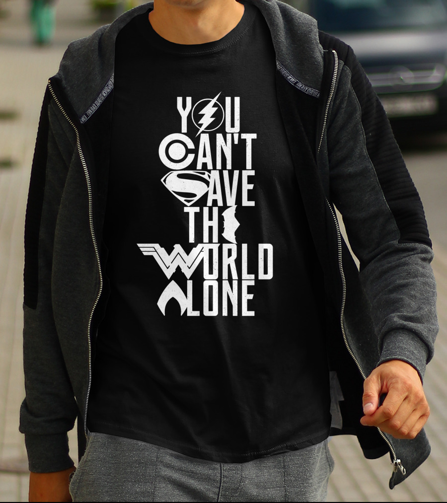 You Can't Save The World Alone Justice League Symbols T-Shirt