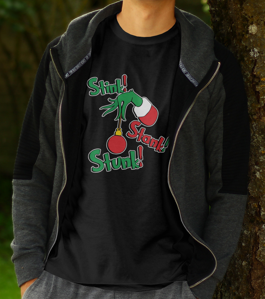 Stink Stank Stunk Grinch Hand Holding Christmas T-Shirt
