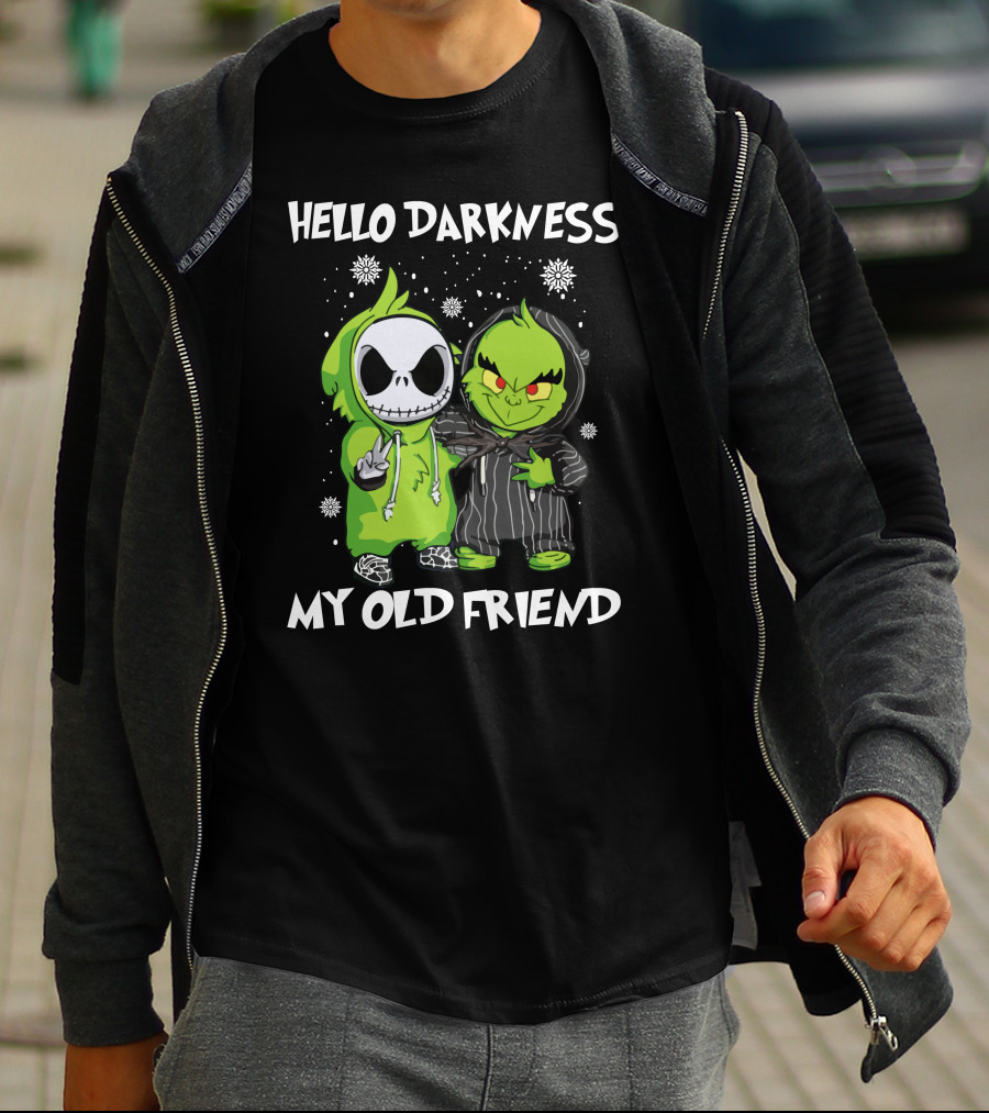 Hello Darkness My Old Friend Grinch And Jack Snowflakes Hoodie Pals T-Shirt