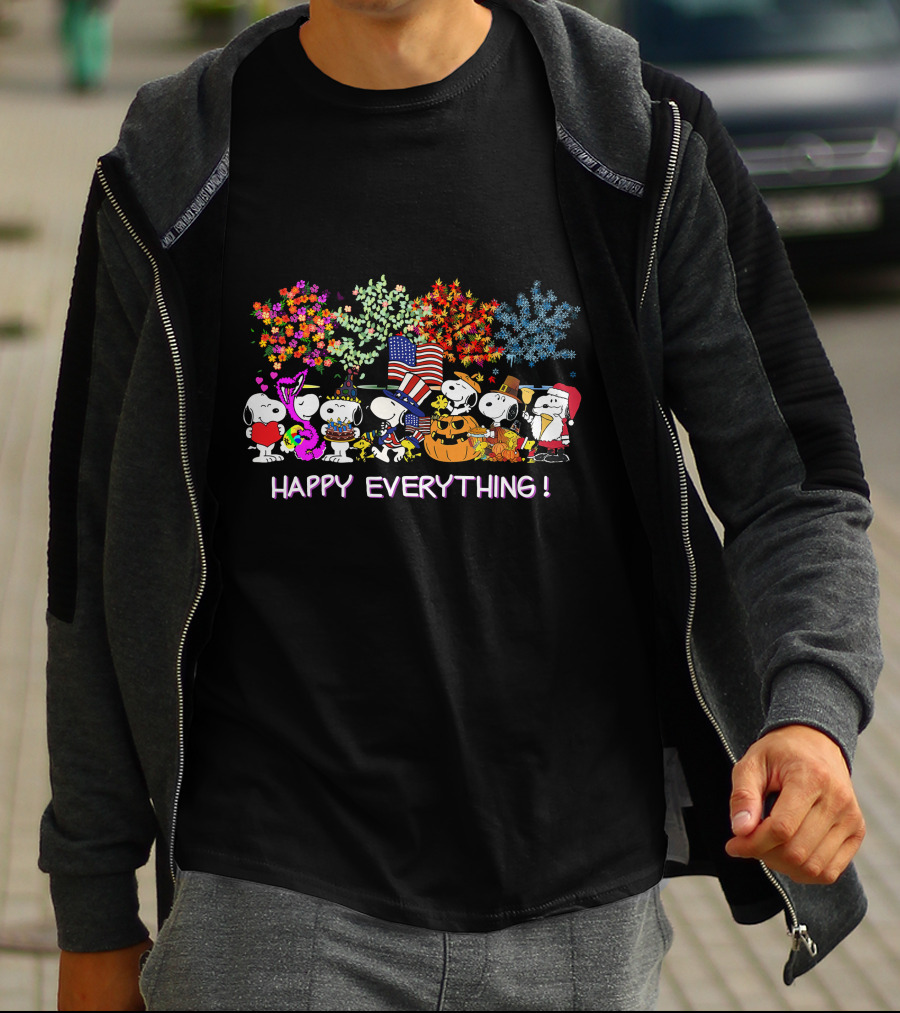 Happy Everything Snoopy Seasonal Celebrations T-Shirt