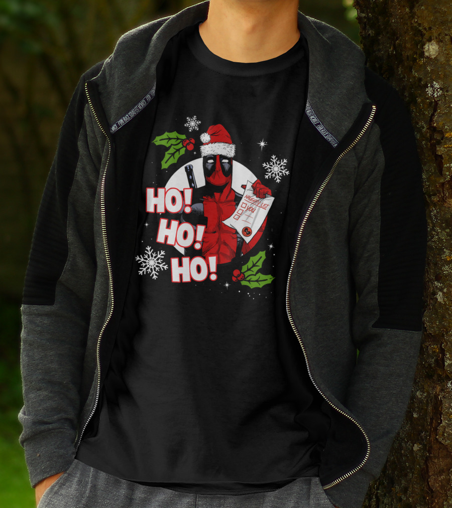 Deadpool Naughty List Ho Ho Ho Christmas T-Shirt