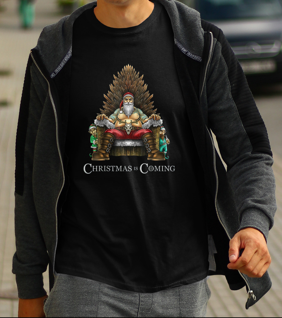 Santa On Throne Christmas Is Coming T-Shirt
