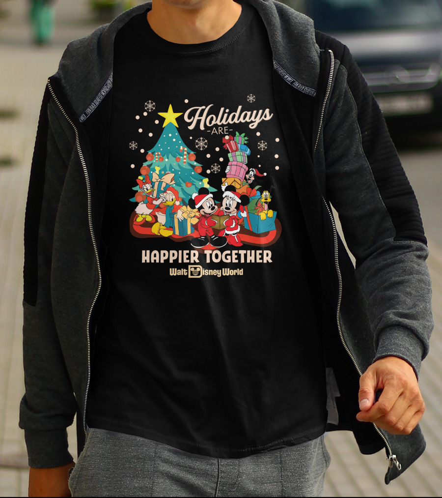 Walt Disney World Holidays Are Happier Together Mickey Minnie Christmas Tree T-Shirt