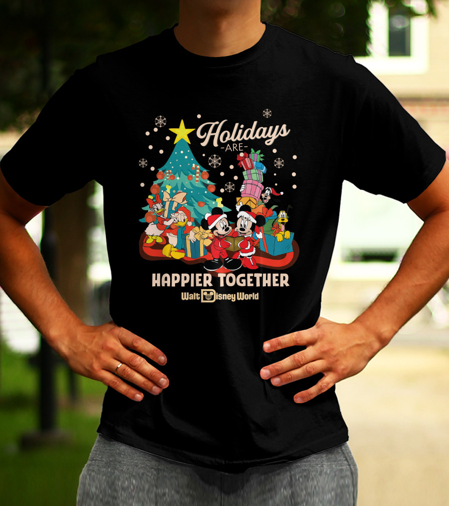 Walt Disney World Holidays Are Happier Together Mickey Minnie Christmas Tree T-Shirt