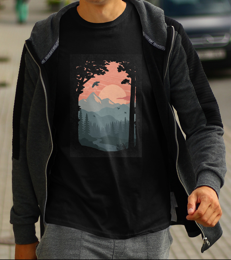 Along The Trail Sunset Mountain Landscape 860555 T-Shirt