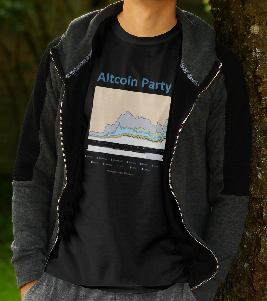 Altcoin Party Hold On For Dear Life Crypto Chart Featuring Bitcoin Ethereum Ripple NEO T-Shirt