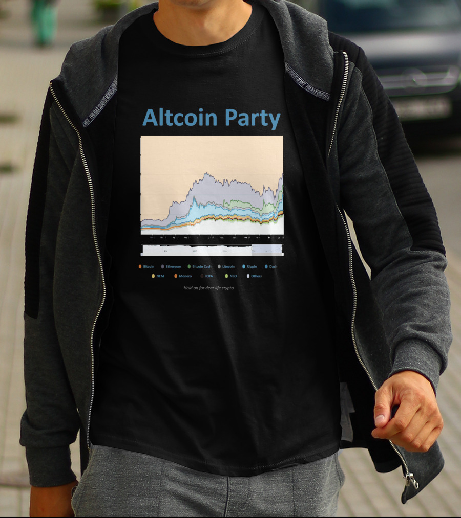 Altcoin Party Hold On For Dear Life Crypto Chart Featuring Bitcoin Ethereum Ripple NEO T-Shirt