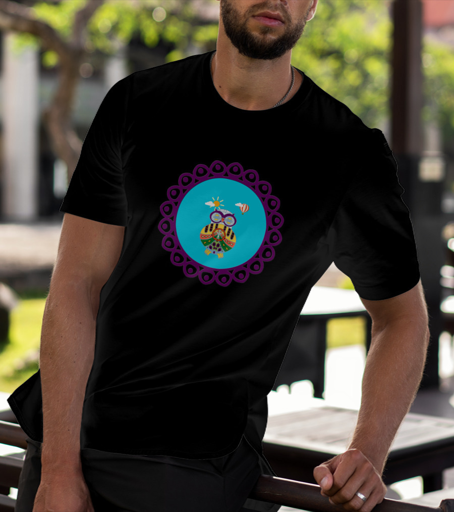 An Ornate Owl Sun Balloon Purple Circle 1402864 T-Shirt