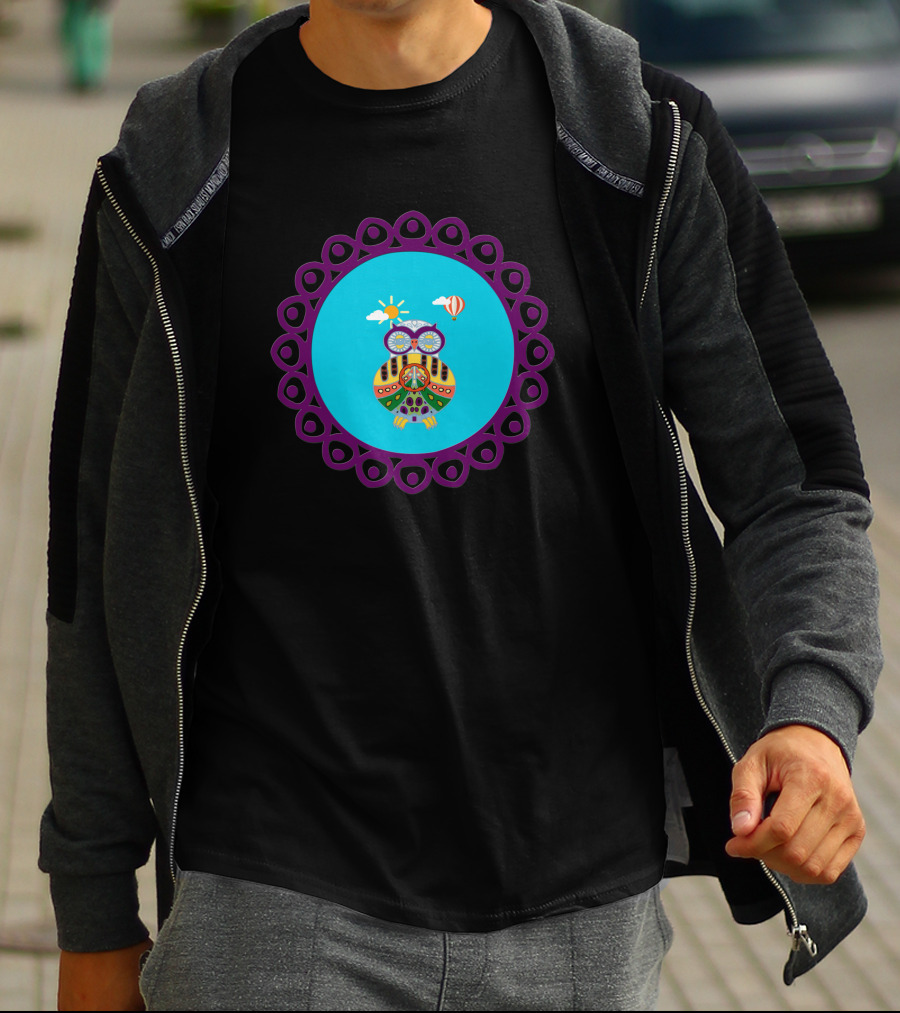 An Ornate Owl Sun Balloon Purple Circle 1402864 T-Shirt