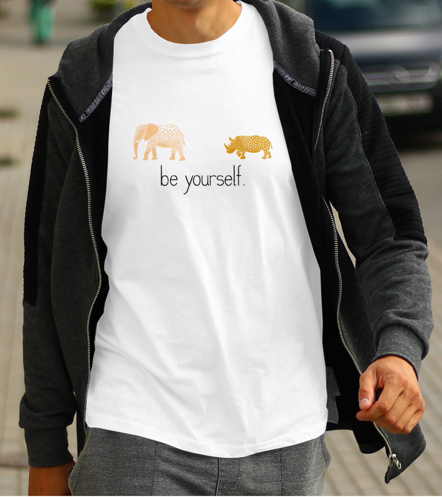 Be Yourself Elephant Giraffe Rhino Pattern 489594 T-Shirt