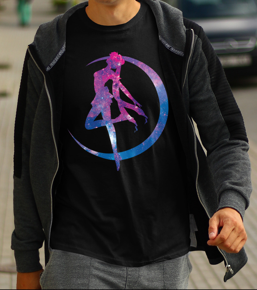 Sailor Moon Galaxy Silhouette Lunar Pose T-Shirt