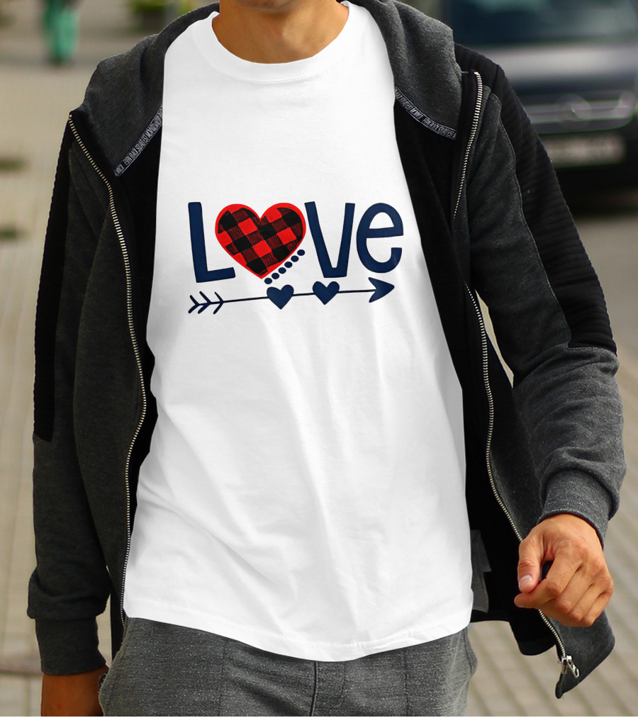 Love Arrow Plaid Heart And Hearts On Arrow T-Shirt