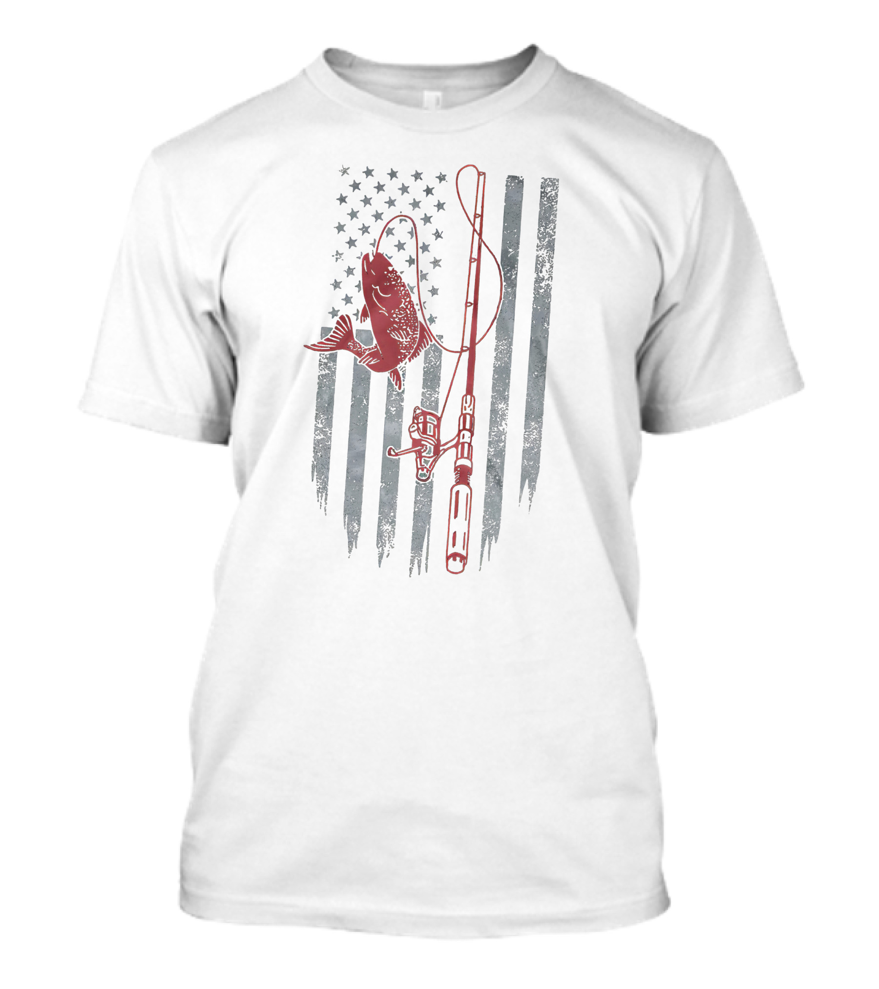 Camouflage American Flag Fishing Rod And Bass T-Shirt