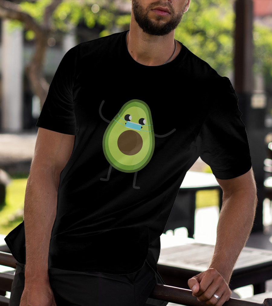 Avogato Avocado Wearing Mask Cute Fruit Character T-Shirt