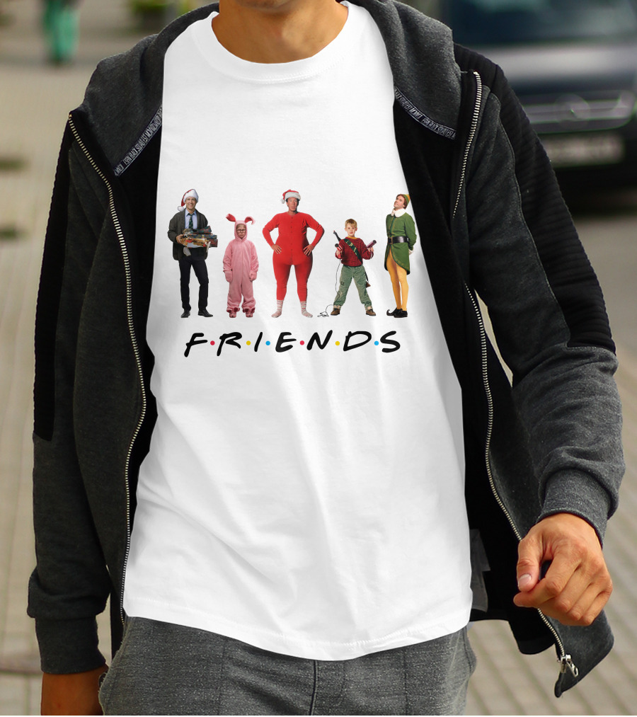 Friends Christmas Santa Bunny Pajamas Elf BB Gun T-Shirt