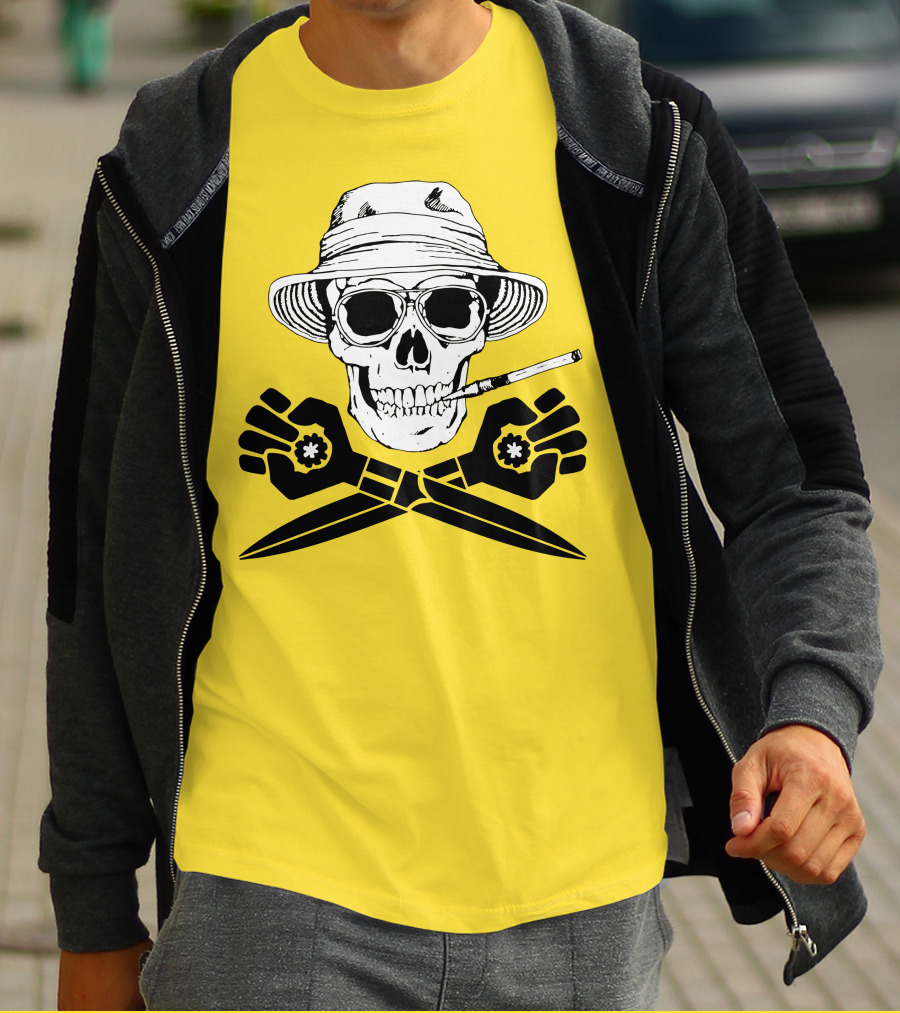 Fear And Loathing Skull With Gonzo Fist And Cigarette T-Shirt